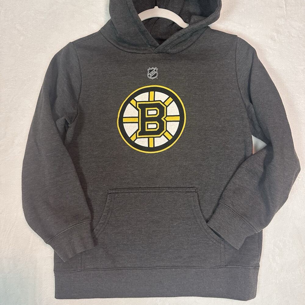 Boston Bruins Youth M Hoodie Gray NHL Hockey Big Logo Pullover Sweatshirt